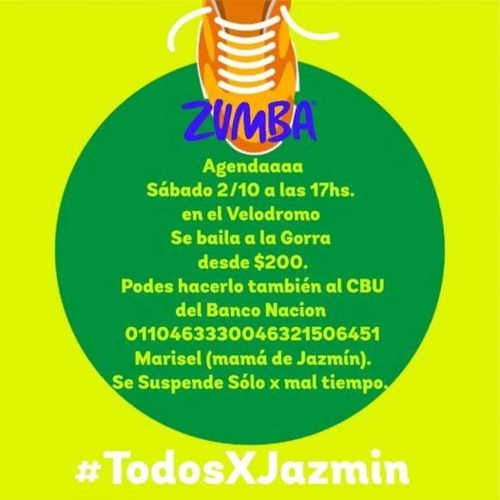 Realizarán una clase de zumba solidaria por una niña que debe hacer un tratamiento