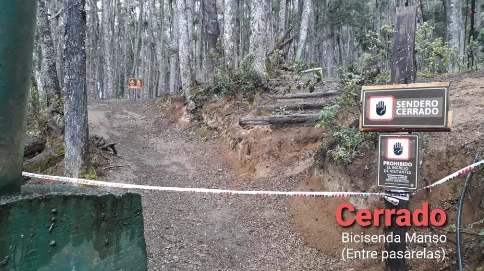 El sendero bicisenda Manso se encuentra cerrado