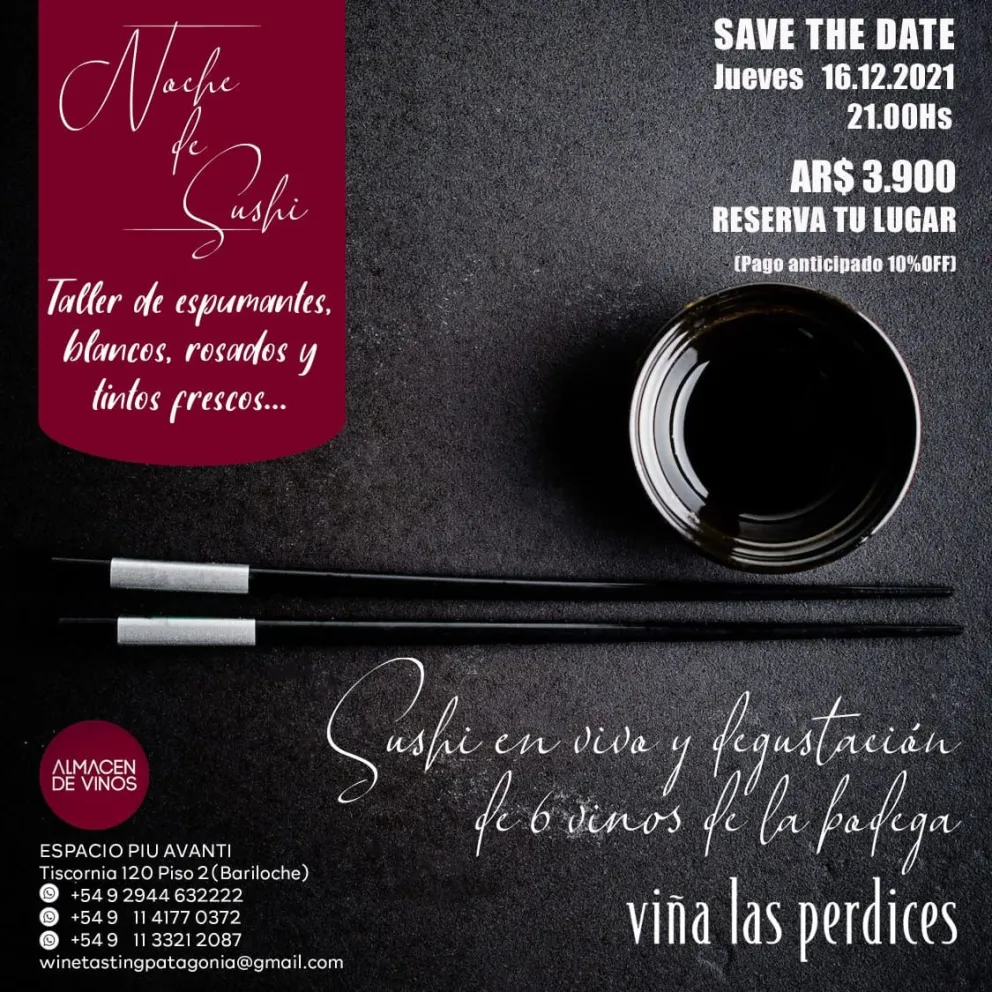 La última copa: degustación de vinos y sushi para despedir el año
