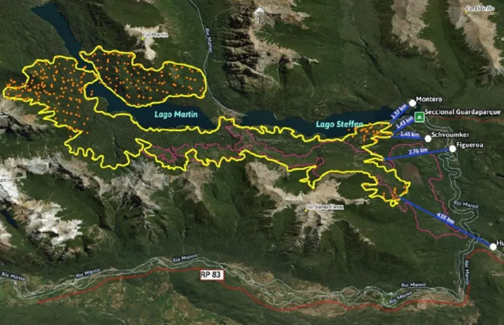 Mirá el mapa con el avance del fuego