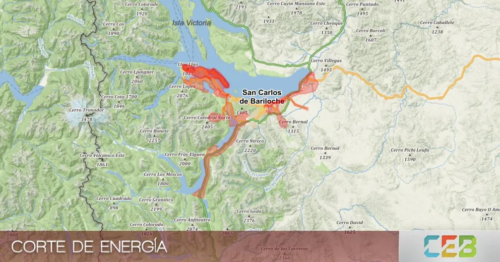 Corte de energía eléctrica en casi todo Bariloche