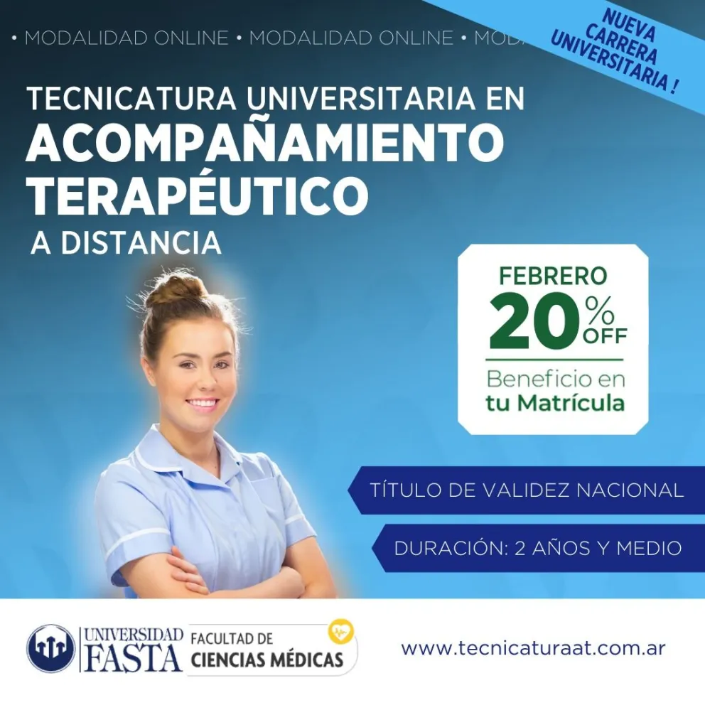 La Universidad Fasta abre la Tecnicatura Universitaria en Acompañante Terapéutico a distancia