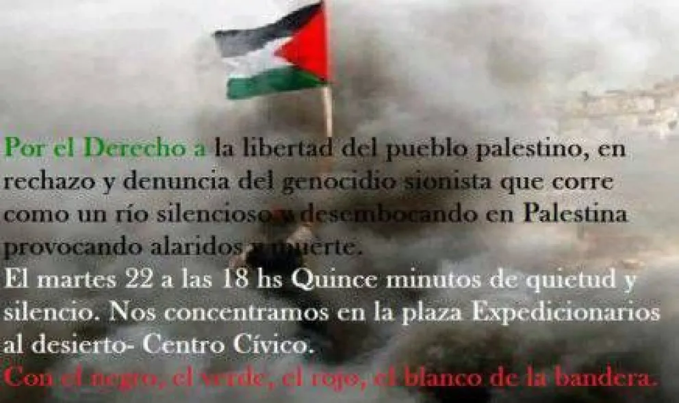Se movilizarán en Bariloche para repudiar los ataques de Israel en la Franja de Gaza