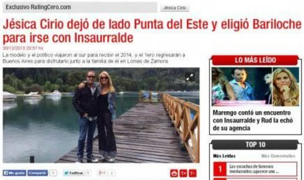 Insaurralde también eligió Bariloche para escapar a los cortes de luz