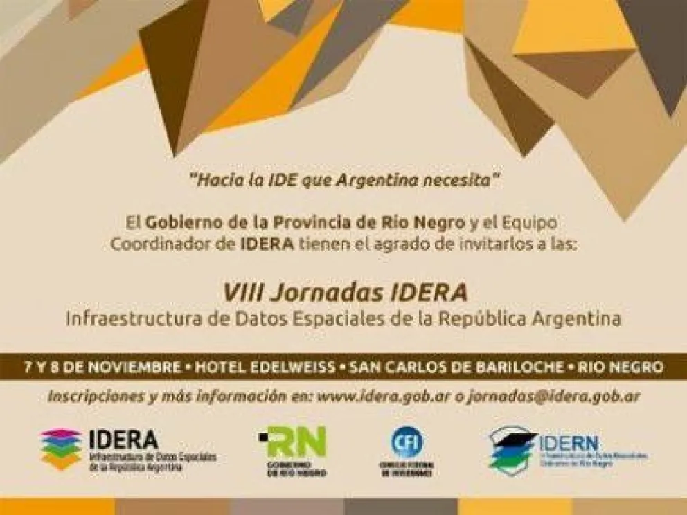 Bariloche, sede de Jornadas de Infraestructura de Datos Espaciales