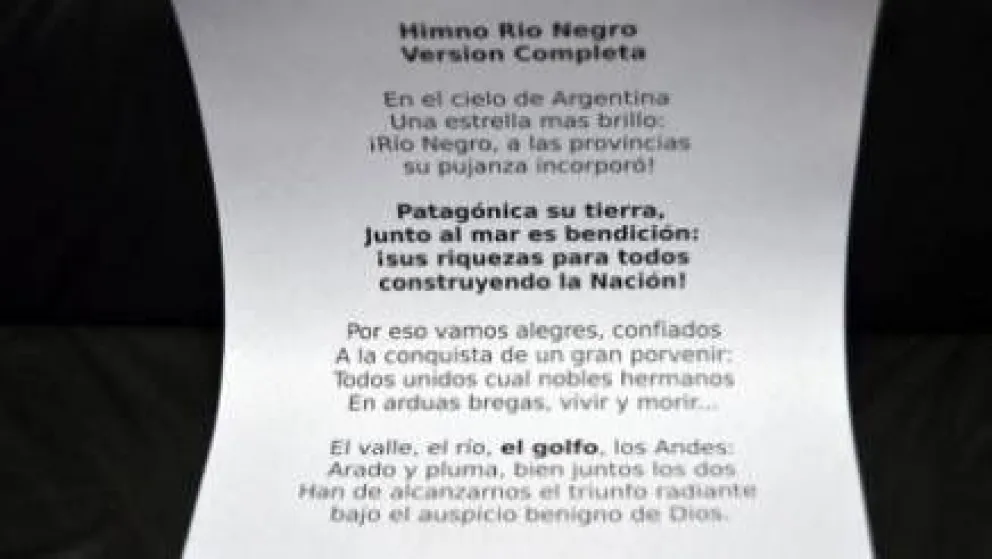 Proponen modificación al Himno de Río Negro