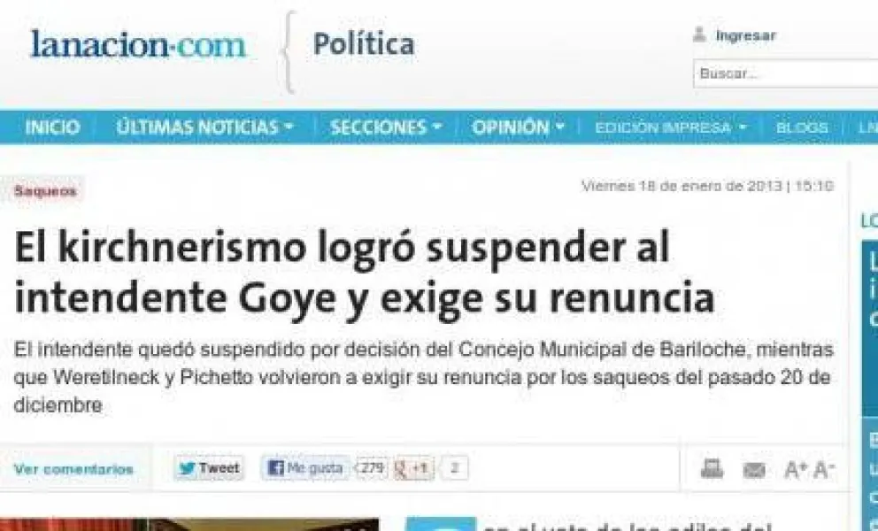 La salida de Goye por los medios nacionales