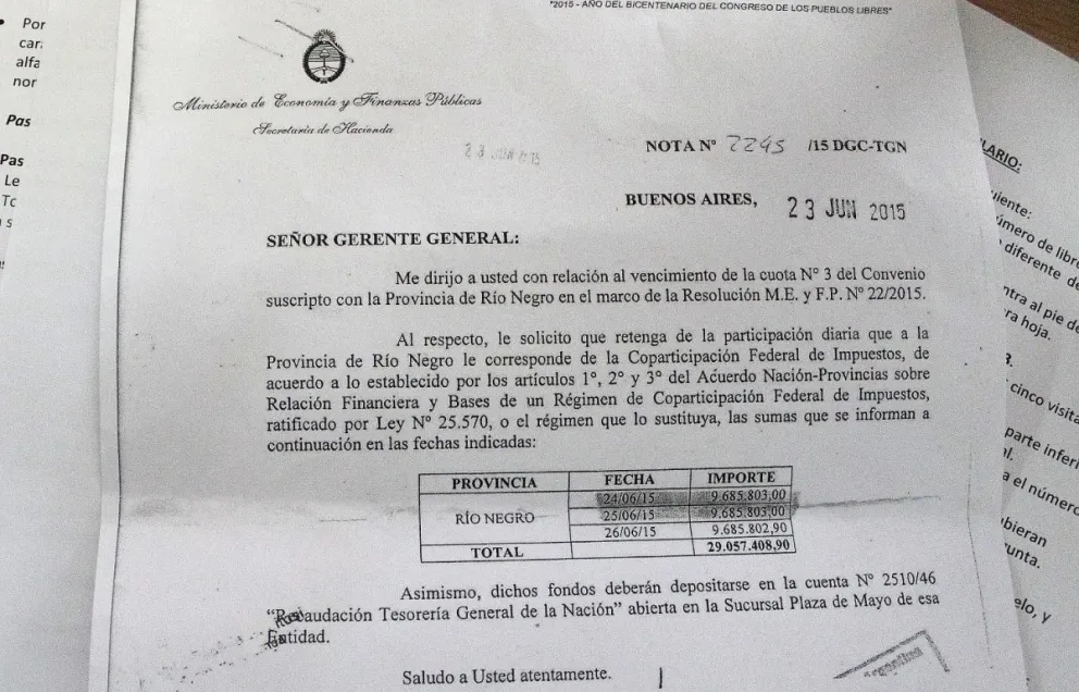 Cobro de otra cuota provocó malestar en Provincia