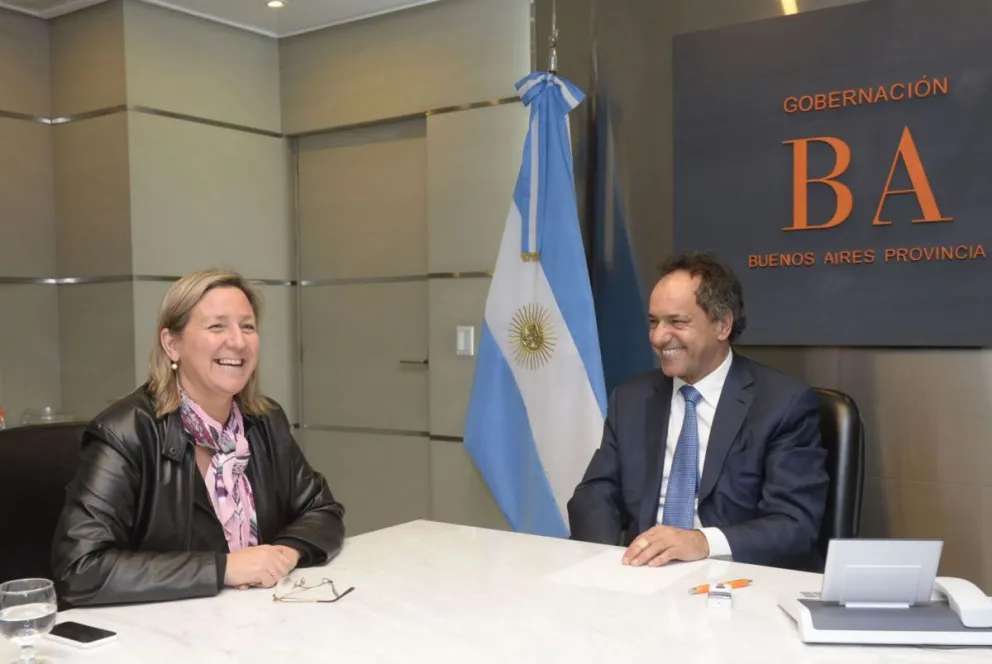 Martini y Scioli, la semana pasada en la sede porteña del Banco Provincia