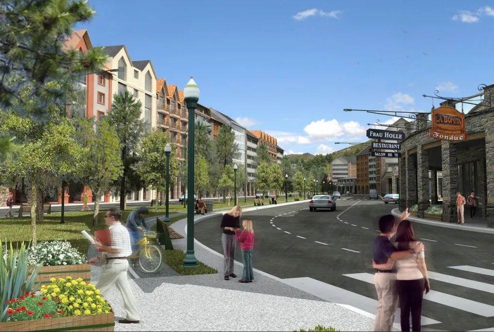 Imagen representativa de lo que será el boulevard principal del nuevo distrito Bariloche del Este.
