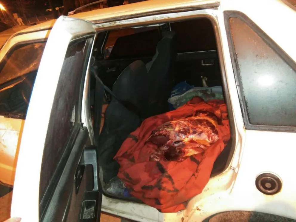 Iba con 100 kilos de carne equina en un auto