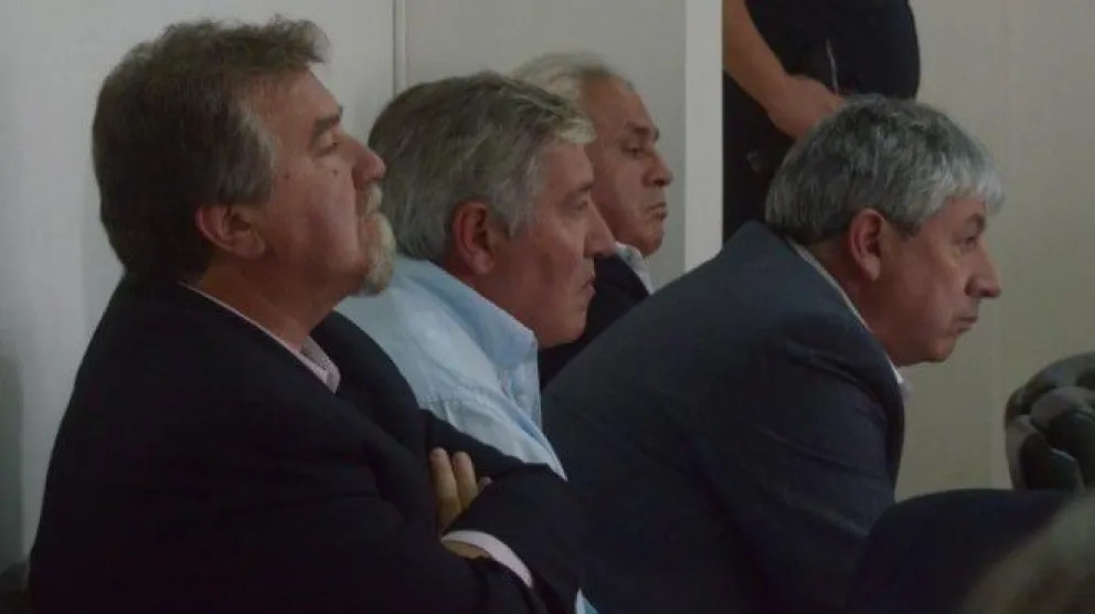 Goye, Cárcar (prófugo), Cortés y Zuñiga, en el juicio que se realizó en Roca en 2014.