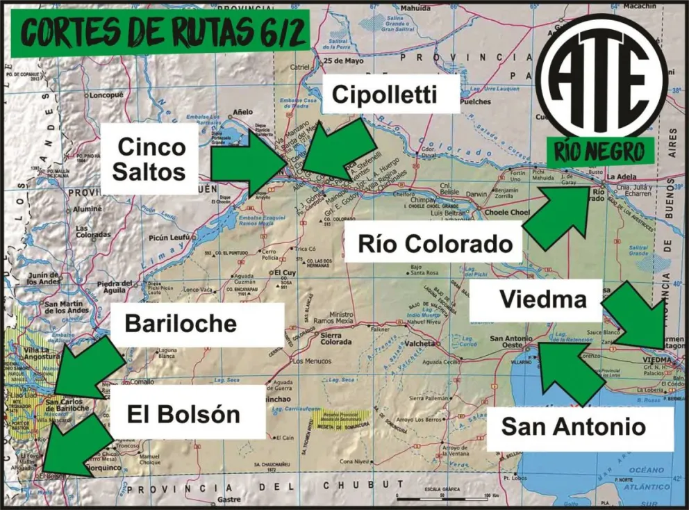 Este lunes ATE corta 7 rutas nacionales y bloquea el ingreso a la provincia