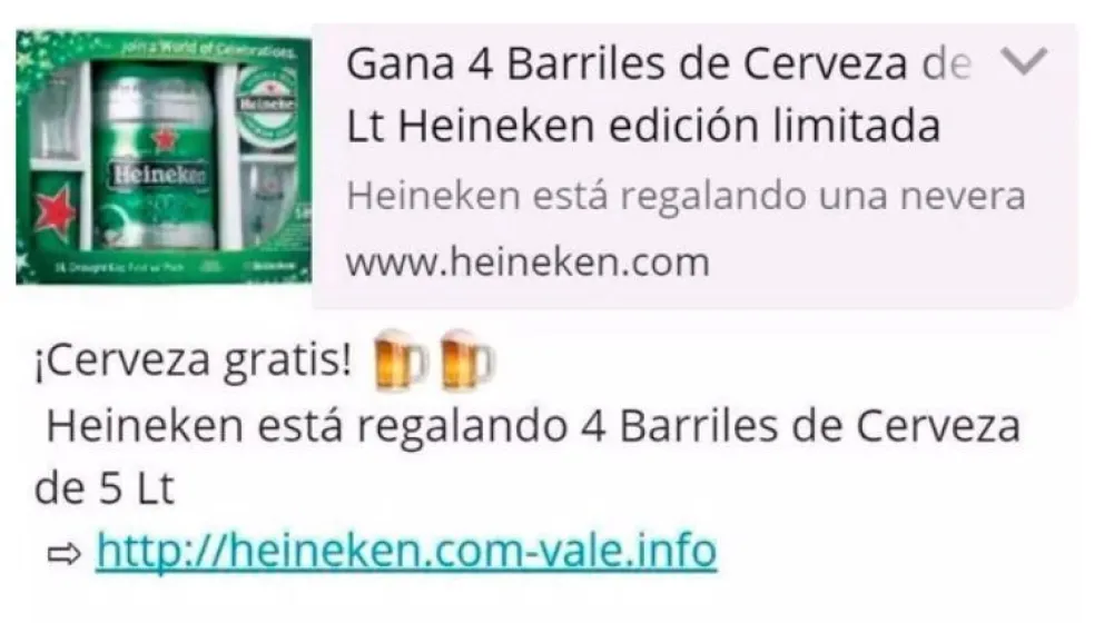 Si recibiste un mensaje de cerveza gratis, esta noticia te va a interesar