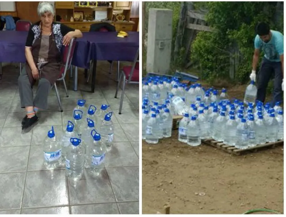 Un gesto solidario: repartieron bidones de agua para vecinos afectados por los cortes