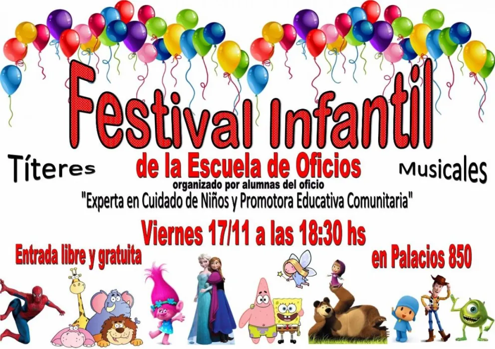 ¡A divertirse! Se viene un festival infantil en la Escuela de Oficios