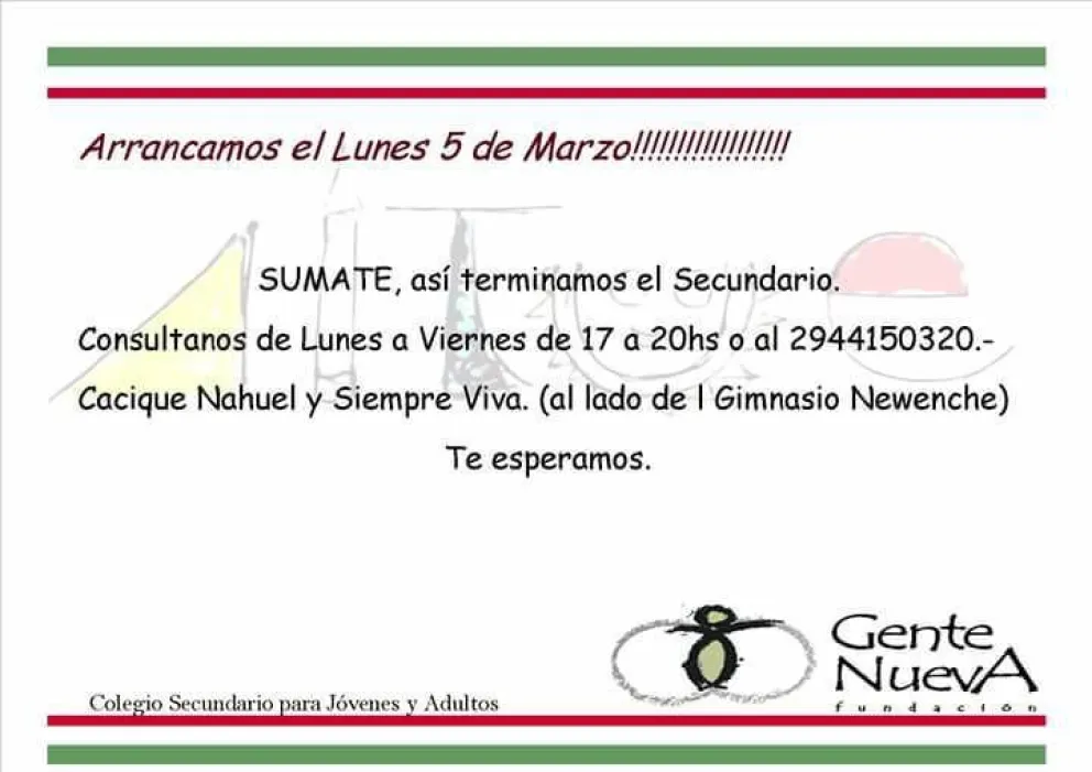 Continúan abiertas las inscripciones en el Colegio Aitué