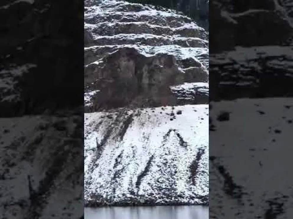 Video: así se ve desde el lago Nahuel Huapi el derrumbe en Ruta 40