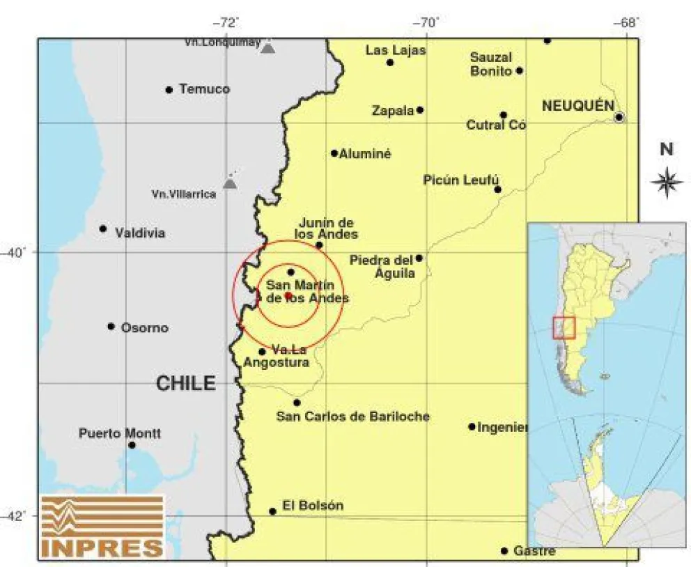 Se  registró un temblor con epicentro en San Martín de los Andes