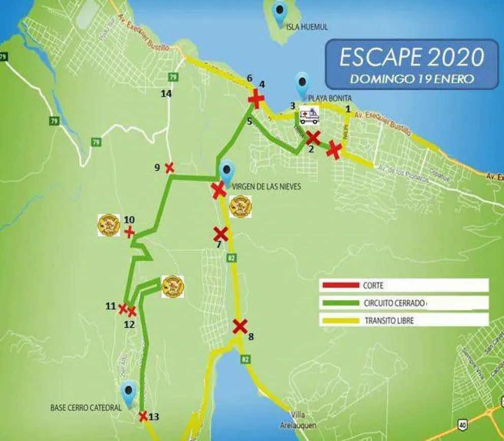 Este domingo habrá cortes de calles por el Escape de la Isla Huemul