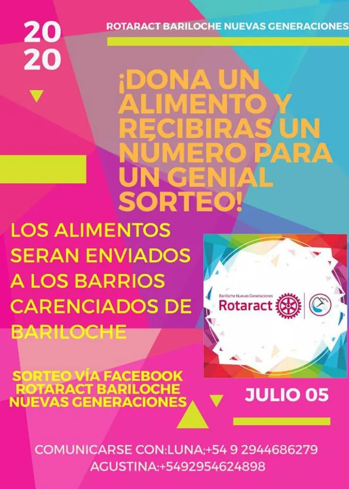 El club Rotaract Bariloche Nuevas Generaciones lanza una colecta solidaria