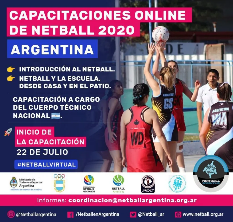 Comienzan las capacitaciones virtuales de Netball
