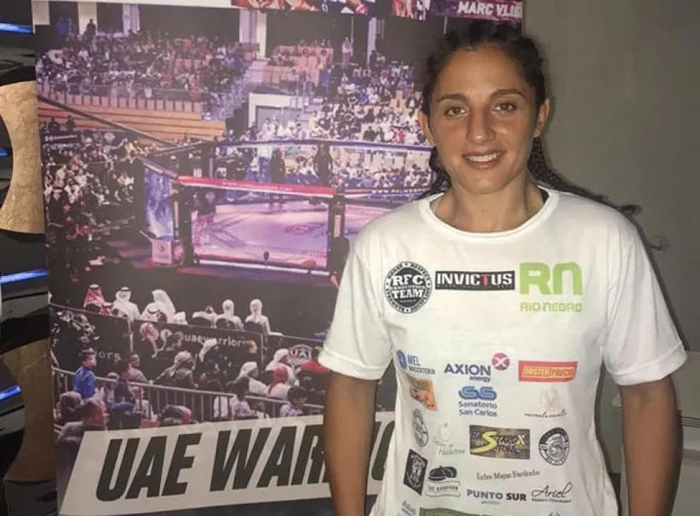 Gabriela en el pesaje. Quiere ser campeona del mundo.