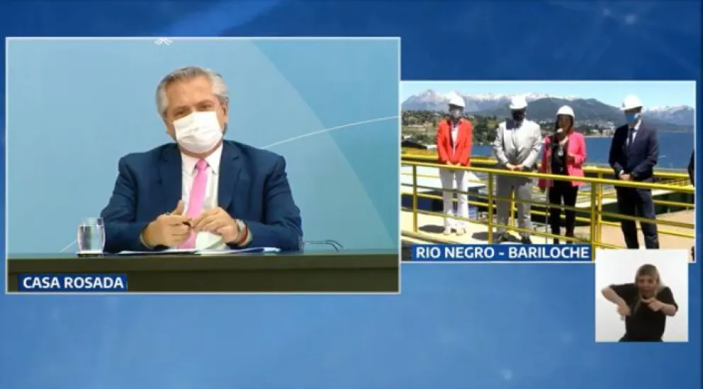 Fernández y Carreras inauguraron la ampliación de la planta depuradora de Bariloche