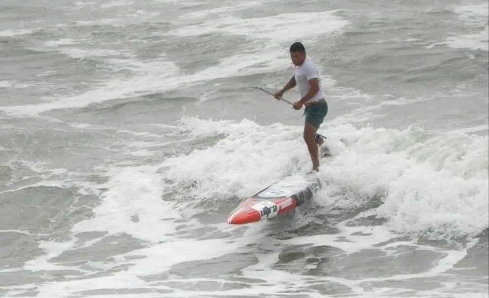 En Mar del Plata, Cristian entrenando en la previa.
